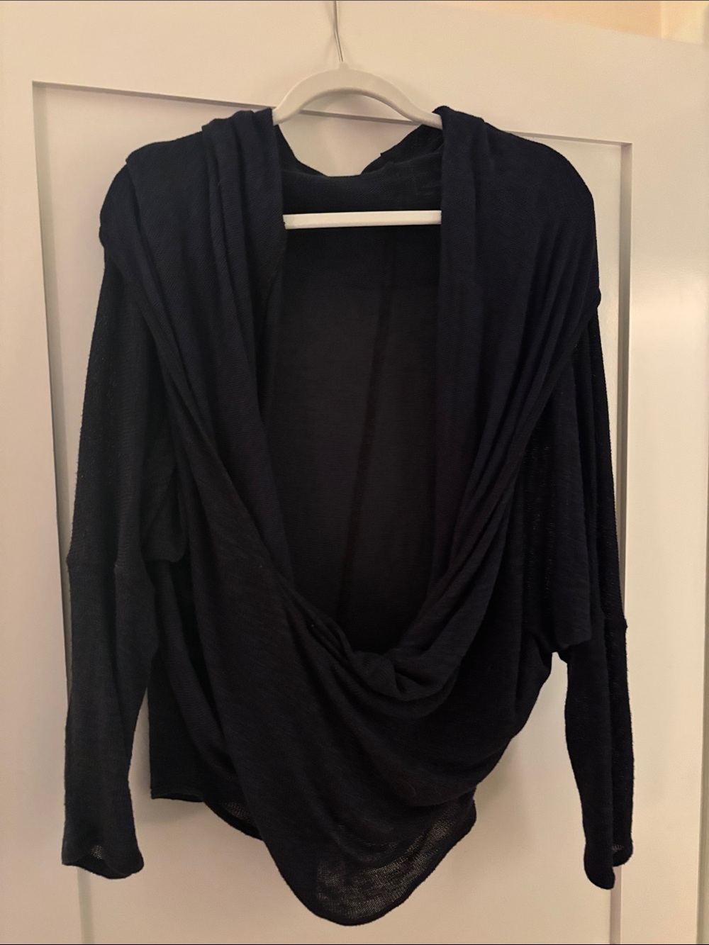 We The Free Draped V-Neck Open Cardigan in Black